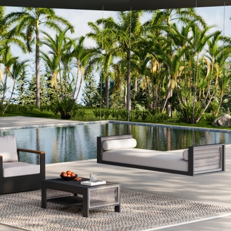 Modern Aluminum Hand-woven 2-Seater Swing Chair KM6707