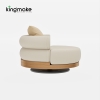 Duvo Collection Modern Teak Round Swivel Sofa