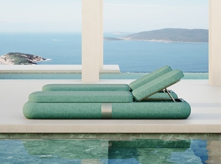 Lake Green Fabric Single Sun Lounger KMD18008