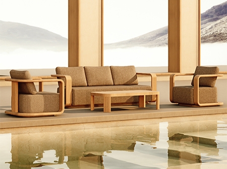 Solid Teak Wood 4-Piece Garden Sofa Set KMD18027