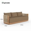 Laguna Collection Teak Three-Seater Sofa with Hand-Woven Rope