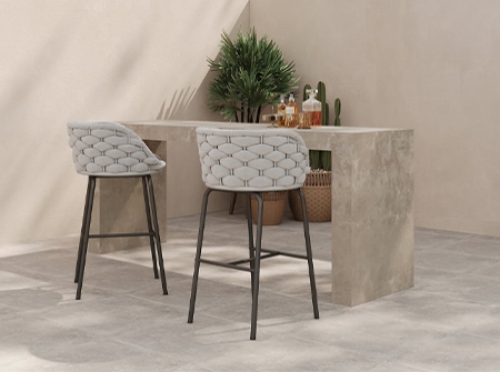 Luxury Aluminum Rope Woven Outdoor Bar Set With Stools KM7203