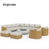 luxury teak amalfi collection outdoor sofa set with fire pit 