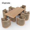 Laguna Collection Teak Outdoor Dining Set With Hand-Woven Rope