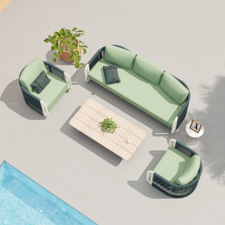 Modern Aluminum URound Collection Three-Seater Sofa KM18014