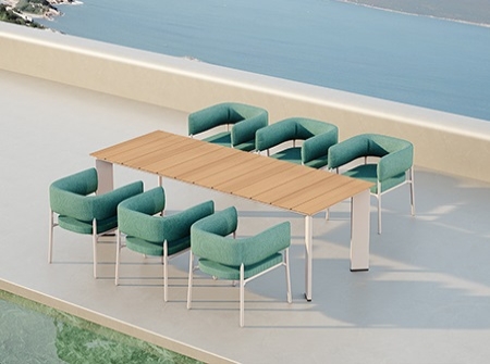 Lake Green Fabric 6-Person Outdoor Dining Set KMD18008