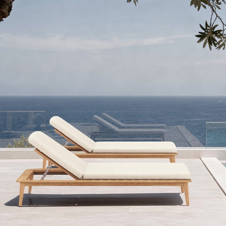 Modern Natural Teak Kael Collection Sun Loungers KMD18027