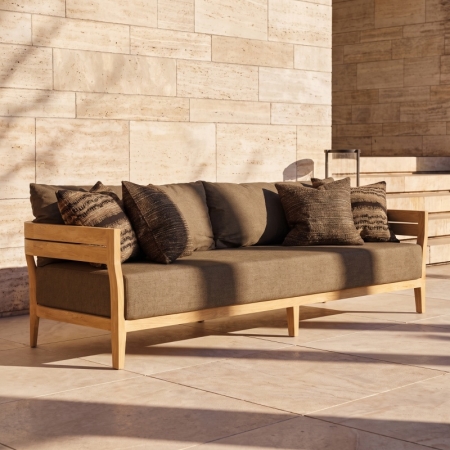 Cima Collection Teak Outdoor Three-Seater Sofa