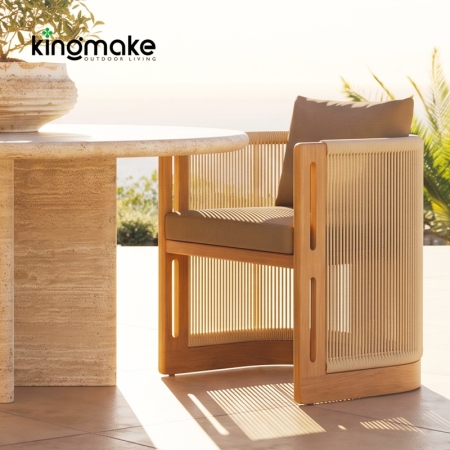 Laguna Collection Teak Outdoor Chair with Hand-Woven Rope