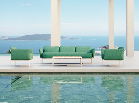 Lake Green Fabric Sofa Set KMD18008