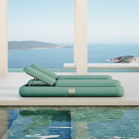 Lake Green Fabric Single Sun Lounger KMD18008