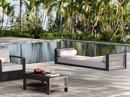 Modern Aluminum Hand-woven 2-Seater Swing Chair KM6707