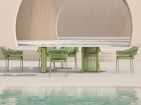 Simple Aluminum Woven Green Series Dining Set KMD18016