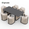 Laguna Collection Aluminum Outdoor Dining Set With Hand-Woven Rope