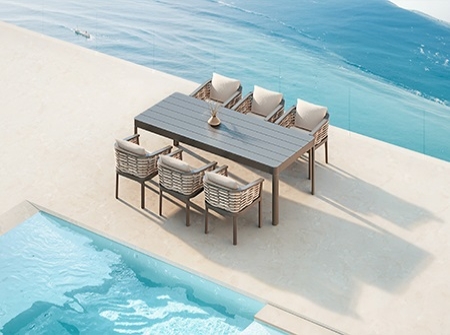 Aluminum Rattan Woven Dining Set KMD18004