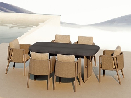 Modern Aluminum Woven Dining Set KMD18010