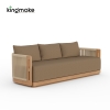 Laguna Collection Teak Three-Seater Sofa with Hand-Woven Rope