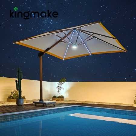 High-end Aluminum LED Square Cantilever Umbrellas KMS8601-2N 