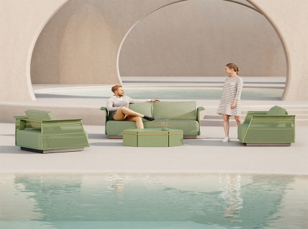 Aluminum Turquoise Series 4-Piece Outdoor Sofa Set KMD18006