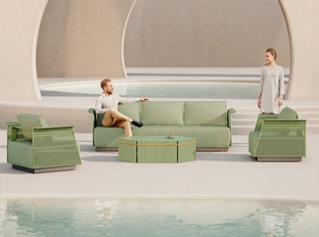 Aluminum Turquoise Series 4-Piece Outdoor Sofa Set KMD18006