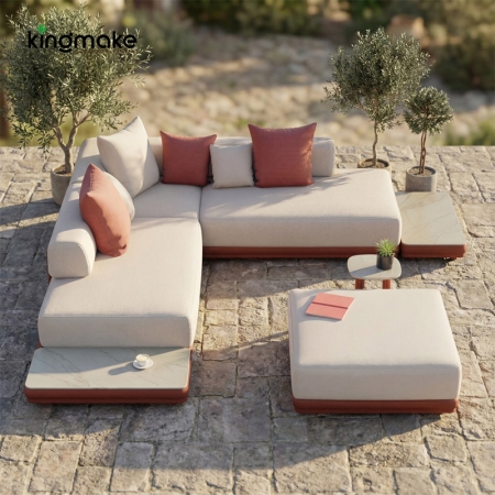 Modern Aluminum Vita Collection L-Shape Sofa KM18031