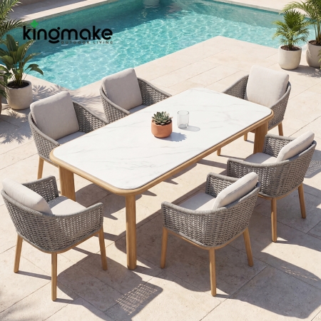 luxury teak woven luvia collection dining set 