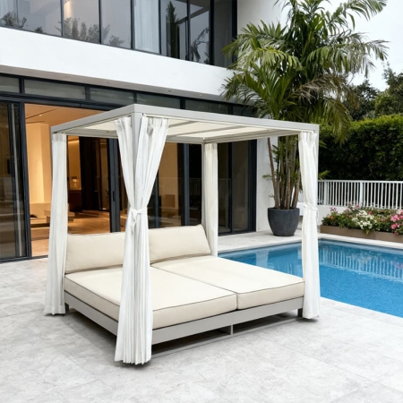 Modern Aluminum Outdoor Double Canopy Daybed KM18025