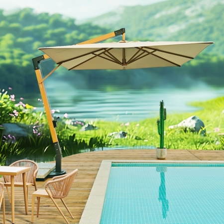 High-end Aluminum Square Cantilever Umbrellas KMS8605-5A 