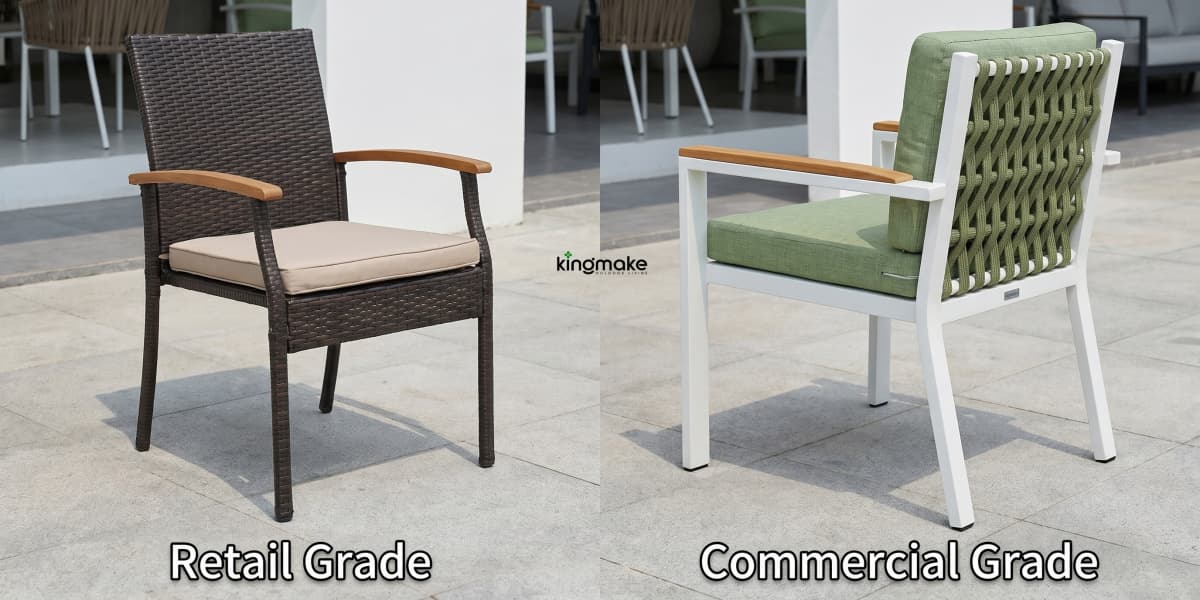 commercial grade outdoor furniture vs retail aluminum teak Kingmake manufacturer quality